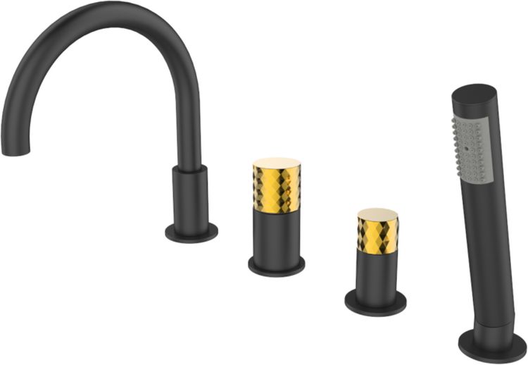 Darmowa Dostawa - Bateria wannowo-prysznicowa nawannowa czarna Sea-Horse Ove Black+Gold BJV3031BR25