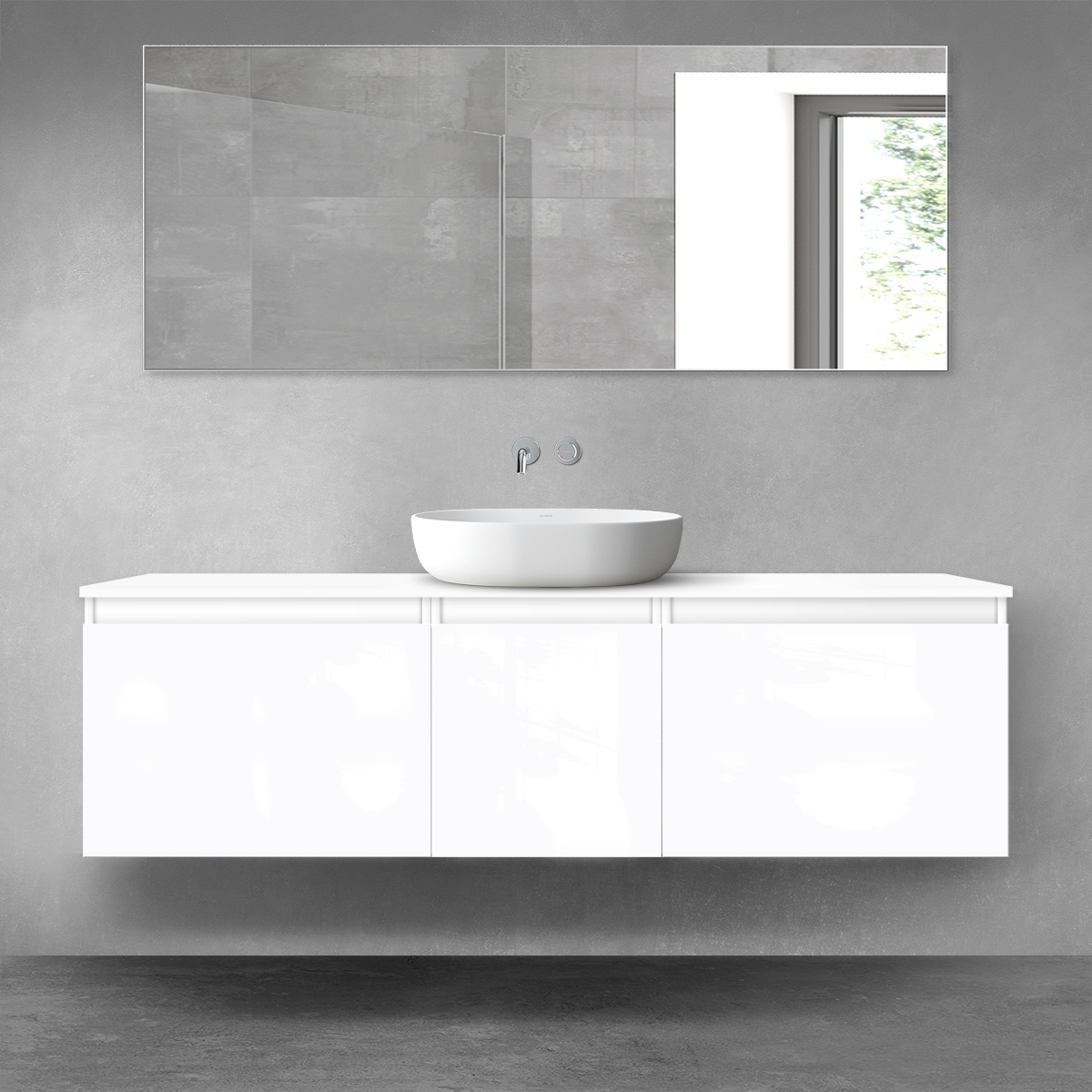 Darmowa Dostawa - Zestaw mebli łazienkowych 160x46.4x48.6 cm podumywalkowa wisząca biała Oltens Vernal 68471000