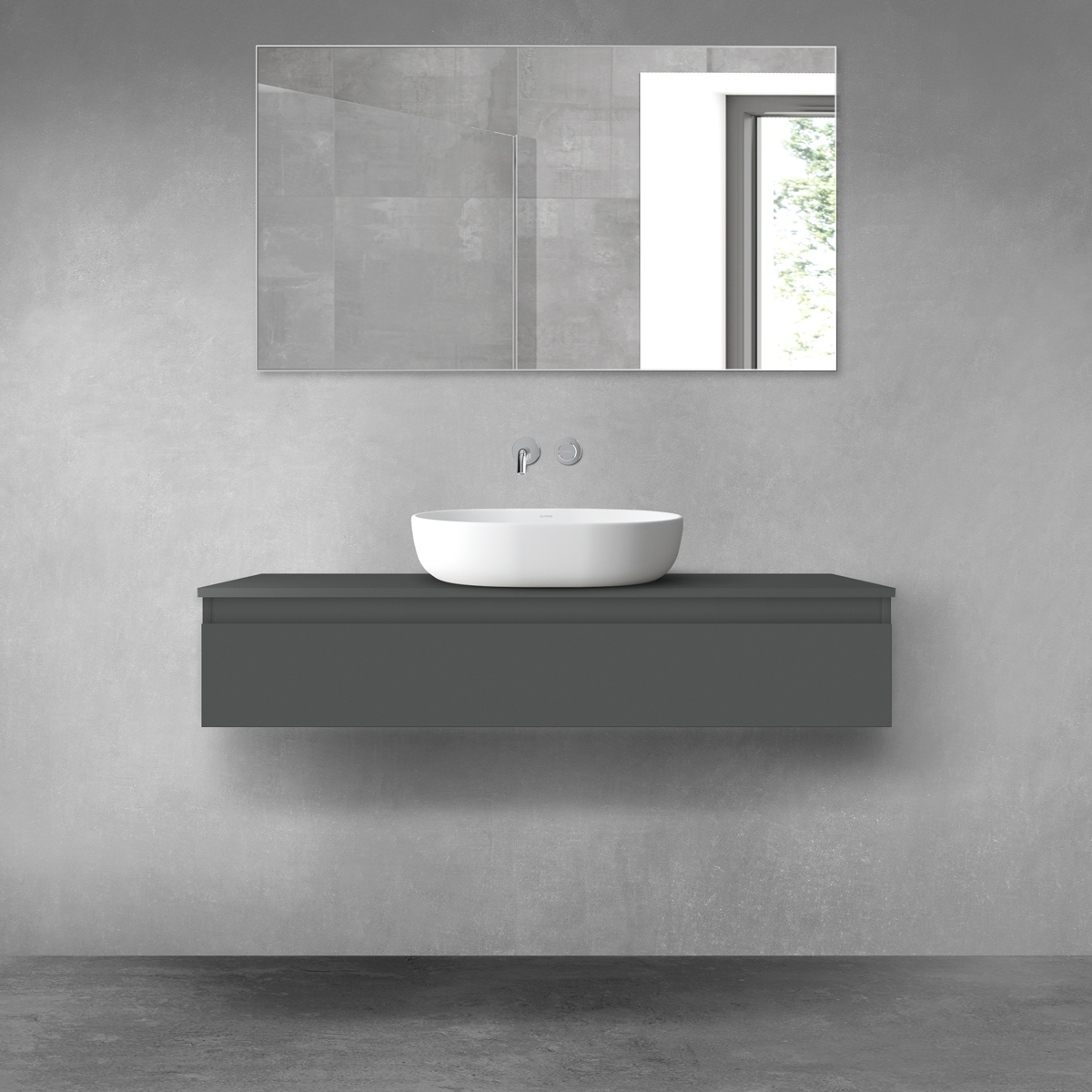 Darmowa Dostawa - Szafka z blatem 120x46.4x25.2 cm podumywalkowa wisząca grafitowa Oltens Vernal 68128400