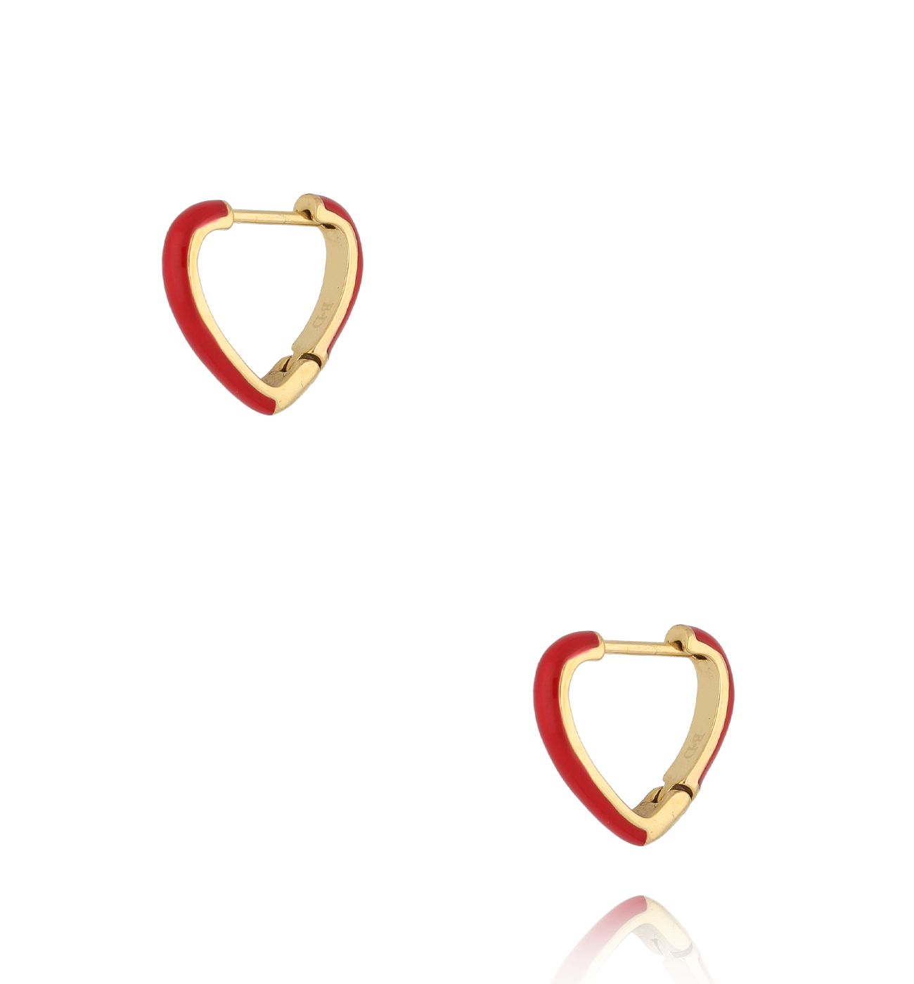 Kolczyki złote serca z czerwoną emalią Enamel Hearts KSA1748