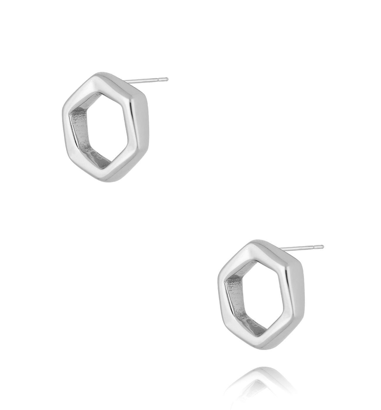 Kolczyki srebrne sześciokątne Geometric KSA2129