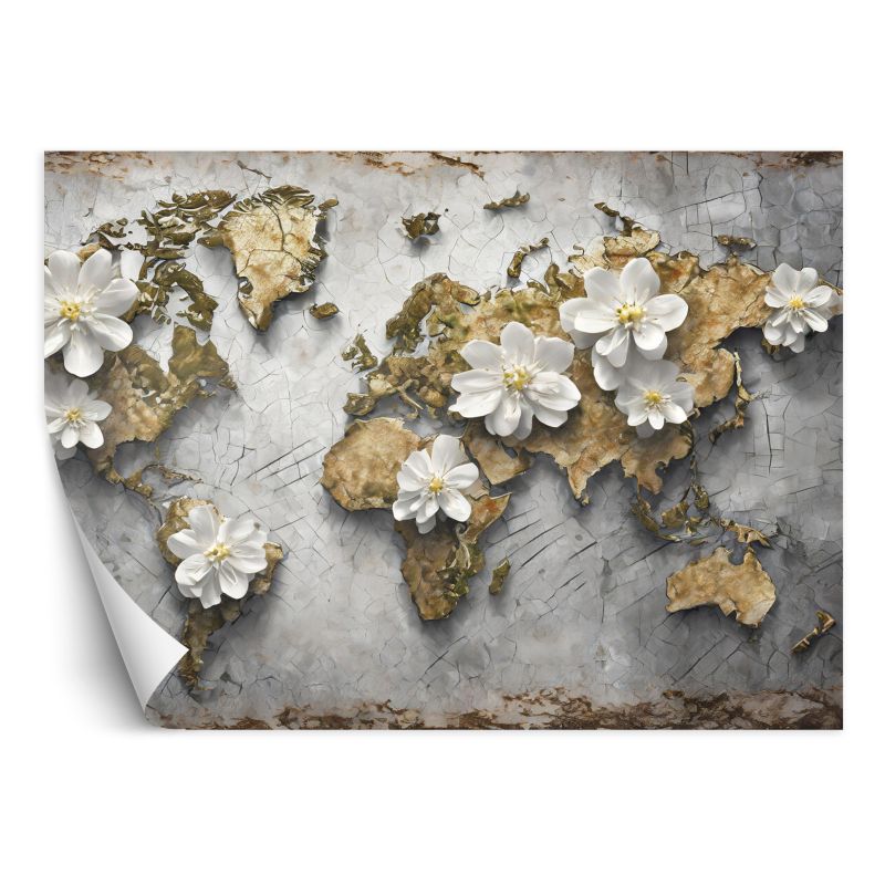 Fototapeta Feeby Mapa świata Kwiaty Tekstura 100x70 1 szt