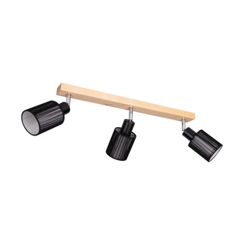 Drewniana Lampa Sufitowa SPOT Light 3xE14 Max.40W Naturalna Brzoza FSC z Czarną Tkaniną, Polski Producent, 1 szt.