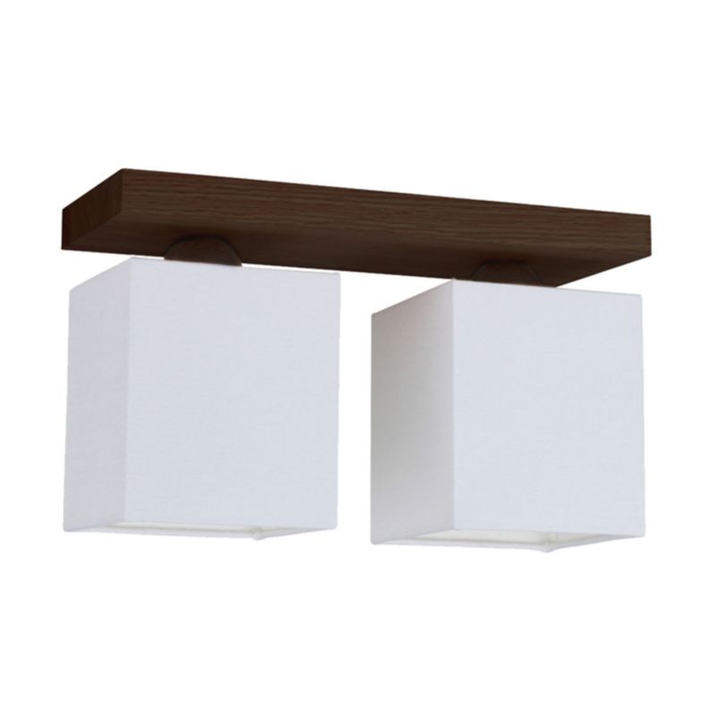 Drewniana Lampa Sufitowa SPOT Light 2xE27 25W Drewno Bukowe Orzechowe FSC z Białą Tkaniną, Polski Producent 1 szt.