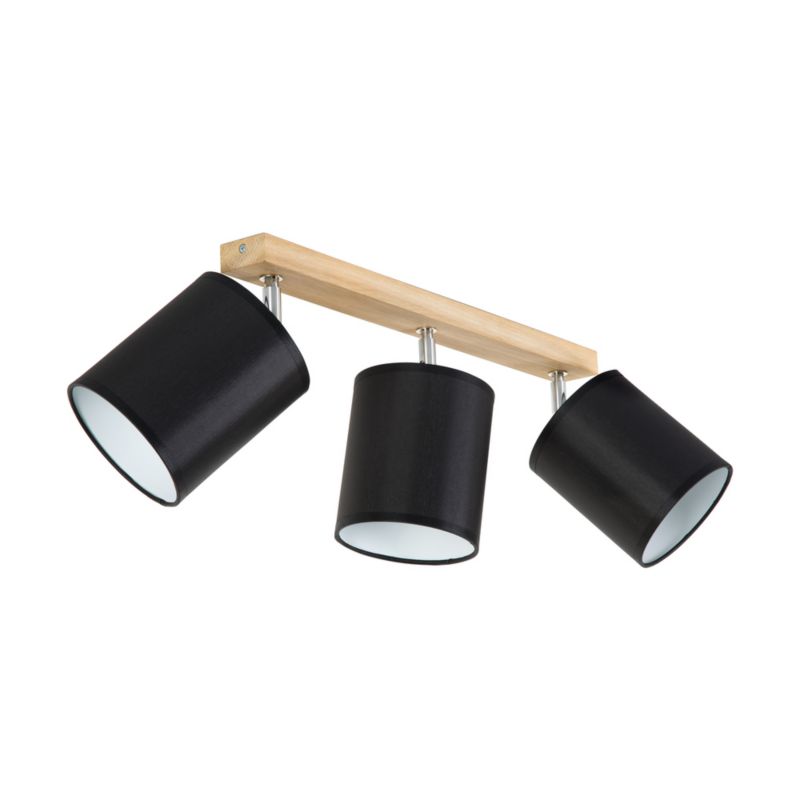 Drewniana Lampa Sufitowa SPOT Light 3xE27 Max.25W Dąb Olejowany FSC z Czarną Tkaniną, Polski Producent, 1 szt.