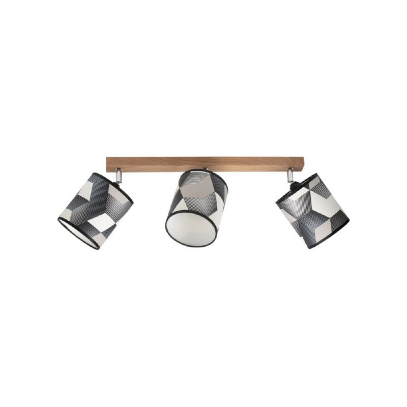 Drewniana Lampa Sufitowa SPOT Light 3xE27 Max.25W Dąb Olejowany FSC w Kompozycji z Wielokolorowymi Abażurami, 1 szt.