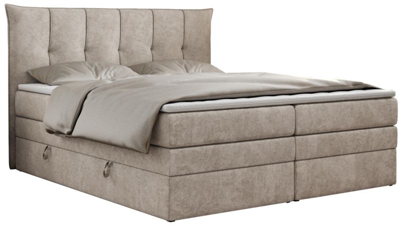 Łóżko kontynentalne MKS Meble PREMIUM 10 KING 180x200 H3 Beżowy struktura 1szt.