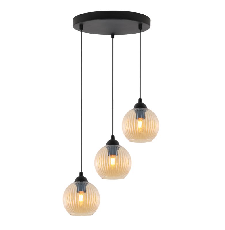 Lampa sufitowa wisząca okrągła Light Home LH Riffle Kula 3x E27 60W miodowy 1szt.
