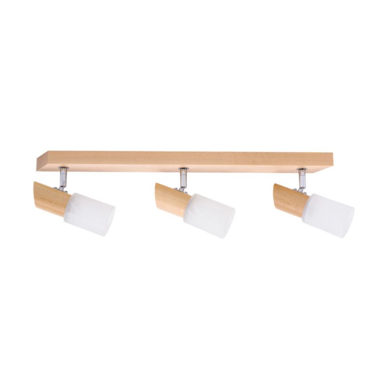 Drewniana Lampa Sufitowa SPOT Light 3xE14 Max.40W Naturalna Brzoza FSC z Białym Szkłem, Polski Producent, 1 szt.