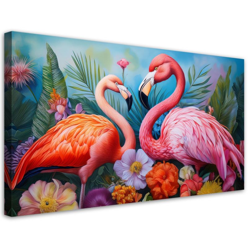 Obraz na płótnie Feeby 120x60cm Flamingi Ptaki Zwierzęta Egzotyczne 1 szt.
