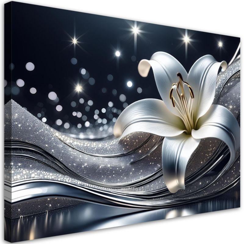 Obraz do salonu sypialni Feeby Diament Srebrny Kwiat 120x80 cm 1szt