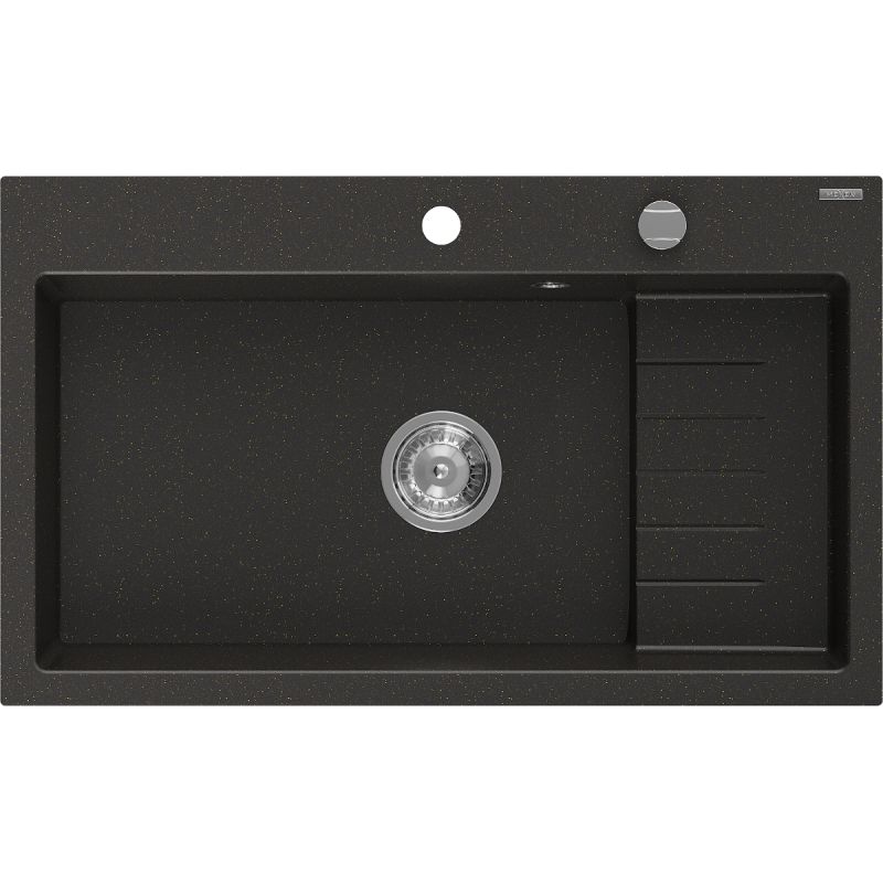 Zlewozmywak wpuszczany Mexen Omar 1-komorowy czarny/złoty metalik 800x480 mm 6520801005-75