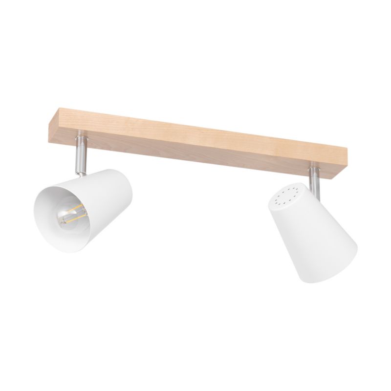 Drewniana Lampa Sufitowa SPOT Light 2xE14 Max.40W Naturalna Brzoza z Białym Kloszem, Polski Producent, 1 szt.