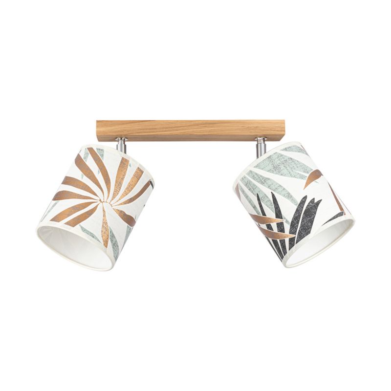 Drewniana Lampa Sufitowa SPOT Light 2xE27 Max.25W Dąb Olejowany FSC w Połączeniu z Wielokolorowymi Abażurami, 1 szt.