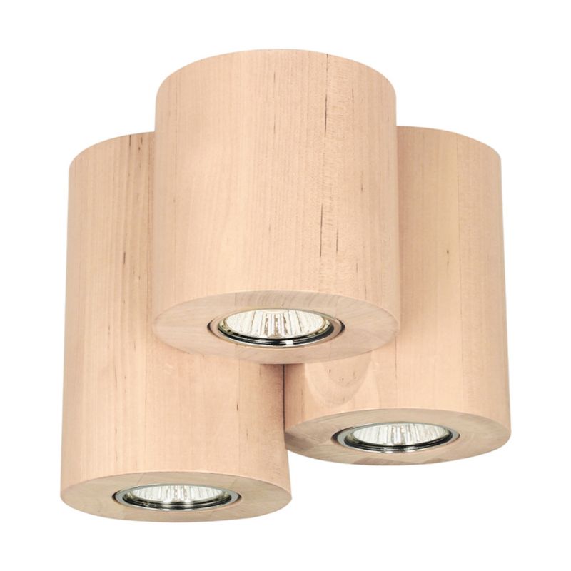 Drewniana Lampa Sufitowa SPOT Light 3xGU10 Max.6W Naturalna Brzoza FSC, Polski Producent, 1 szt.