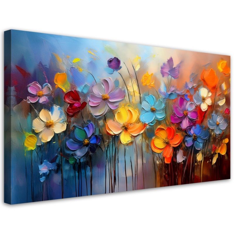 Obraz na płótnie Feeby 120x60cm Kolorowe Kwiaty Malowane 1 szt.