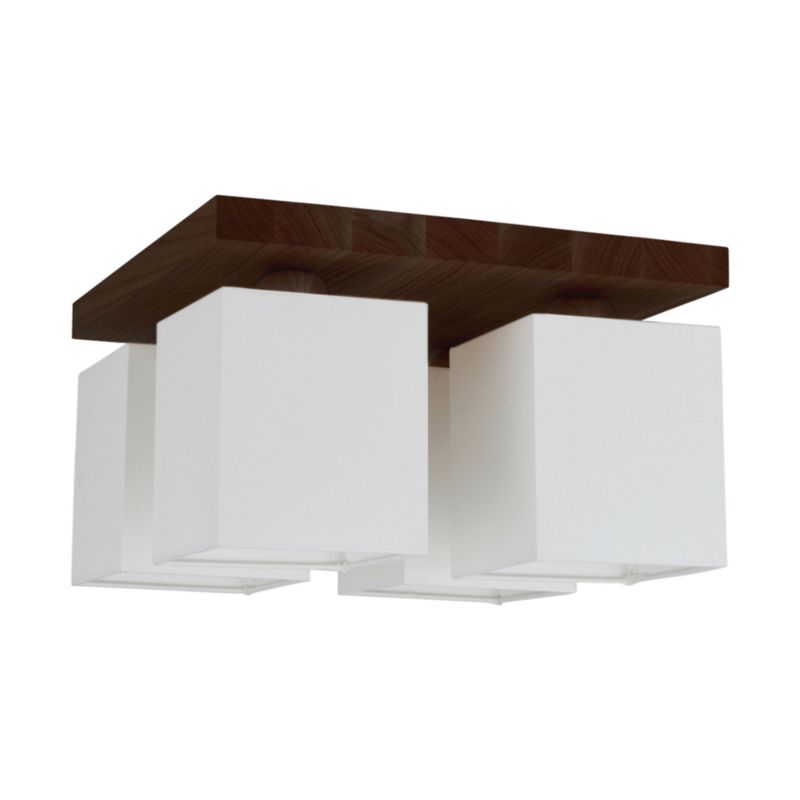 Drewniana Lampa Sufitowa SPOT Light 4xE27 25W Drewno Bukowe Orzechowe FSC z Białą Tkaniną, Polski Producent 1 szt.