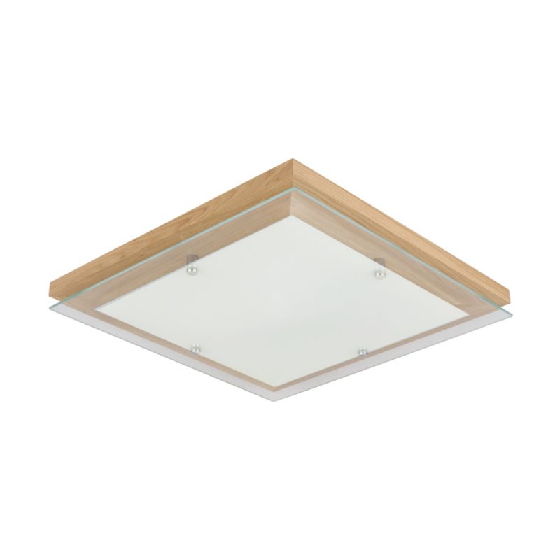 Drewniana Lampa Sufitowa SPOT 1xLED 24W Dąb Olejowany FSC z Białym Szkłem, Polski Producent, 1 szt.