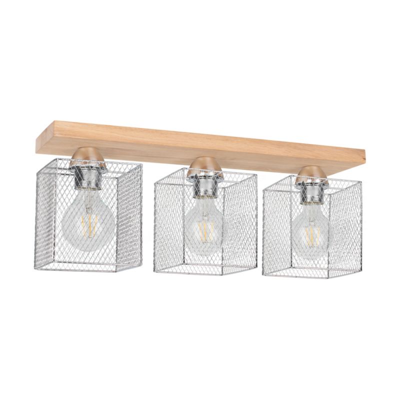 Drewniana Lampa Sufitowa SPOT Light Norman 3xE27 Max.25W Dąb Olejowany FSC z Dodatkiem Chromu, Polski Producent, 1 szt.