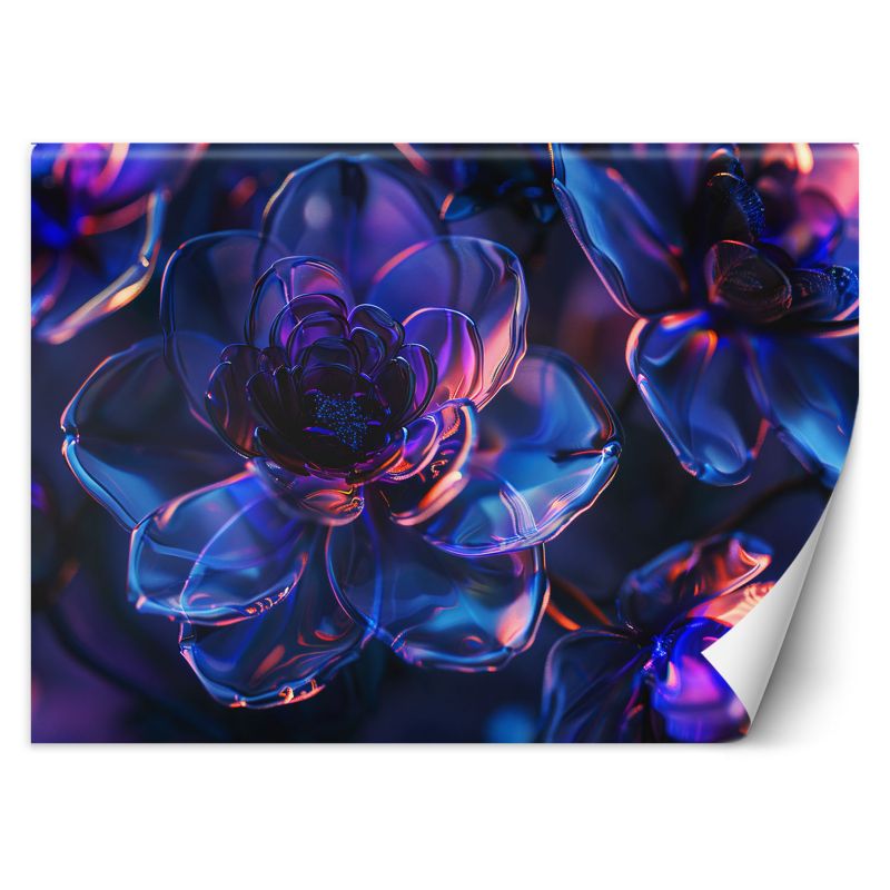 Fototapeta Feeby Granatowe szklane kwiaty - głębia 3D 350x245 1 szt