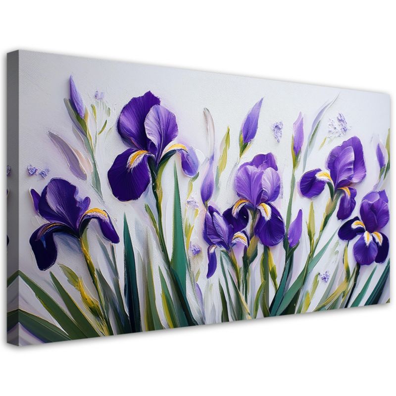 Obraz na płótnie Feeby 80x40cm Kwiaty Irysy Fioletowe 1 szt.