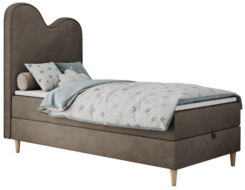 Łóżko młodzieżowe MKS Meble FLOW 90x180 H3 brązowy welwet topper Visco 1szt.