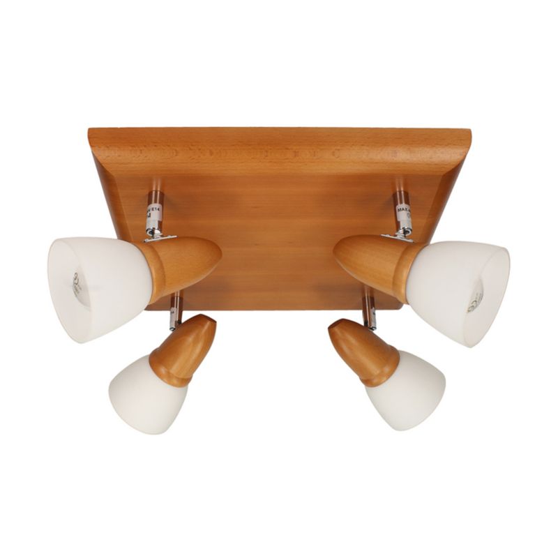 Drewniana Lampa Sufitowa SPOT Light 4xE14 Max.40W Drewno Bukowe Kirsz FSC z Białymi Kloszami, Polski Producent, 1 szt.