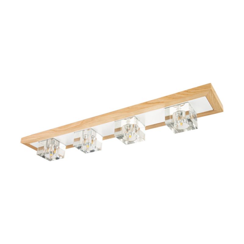 Drewniana Lampa Sufitowa SPOT Light 4xG4 2,5W Dąb Olejowany FSC z Akcentem Bieli i Transparentnego Szkła, 1 szt.