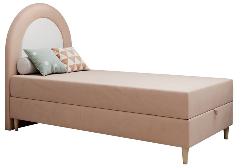 Łóżko młodzieżowe MKS Meble NEST 90x180 H3 różowy welwet topper Visco 1szt.