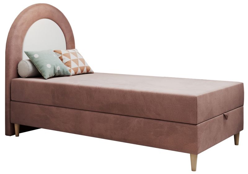 Łóżko młodzieżowe MKS Meble NEST 90x180 H3 różowy welwet topper T25 1szt.