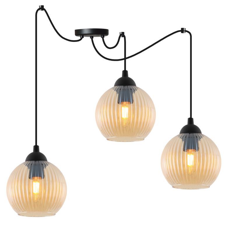 Lampa sufitowa wisząca pozioma Light Home LH Riffle Kula 3x E27 60W miodowy 1szt.