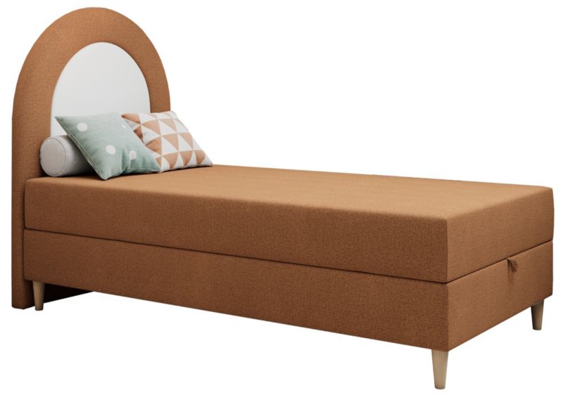 Łóżko młodzieżowe MKS Meble NEST 90x180 H3 pomarańczowy struktura topper Visco 1szt.