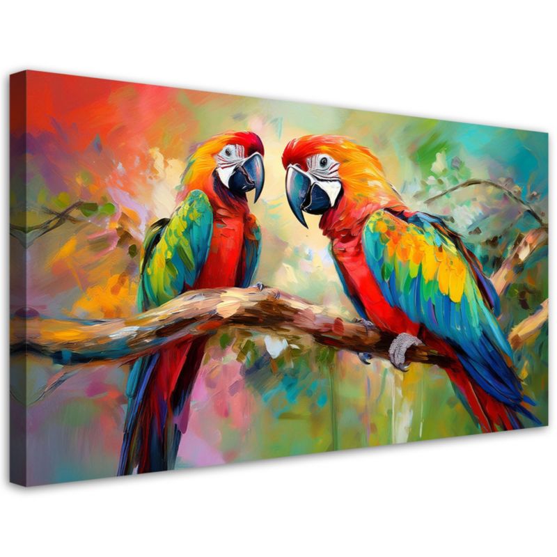 Obraz na płótnie Feeby 120x60cm Papugi Ptaki Zwierzęta Kolorowe 1 szt.