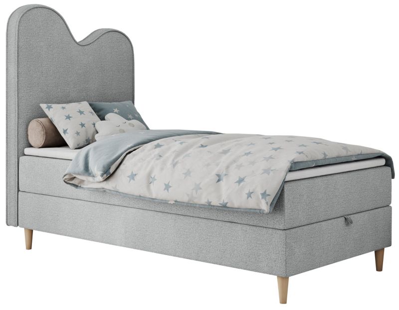 Łóżko młodzieżowe MKS Meble FLOW 90x180 H3 jasnoszary struktura topper Visco 1szt.