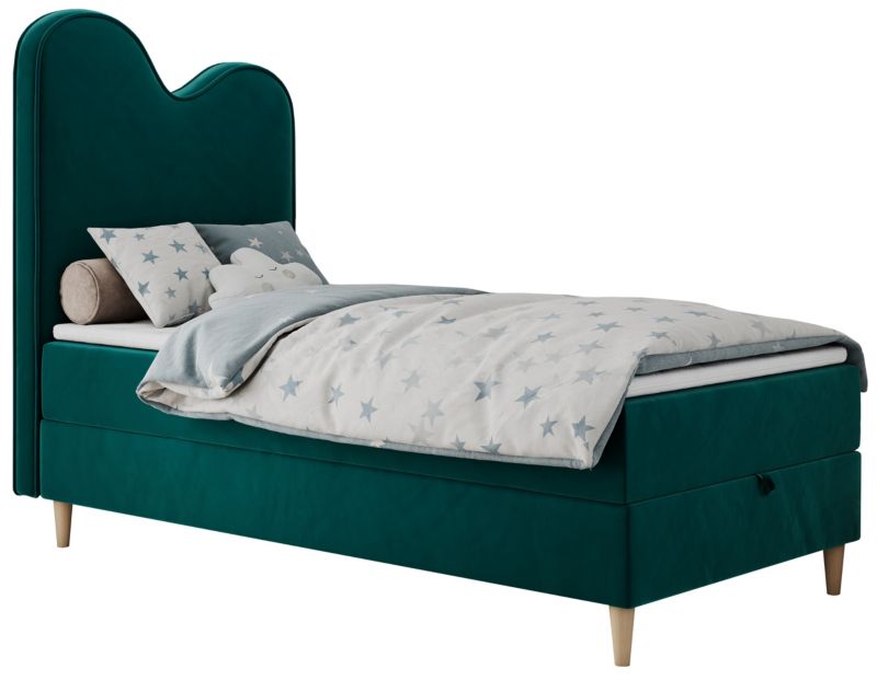 Łóżko młodzieżowe MKS Meble FLOW 90x180 H3 ciemnozielony welwet topper Visco 1szt.