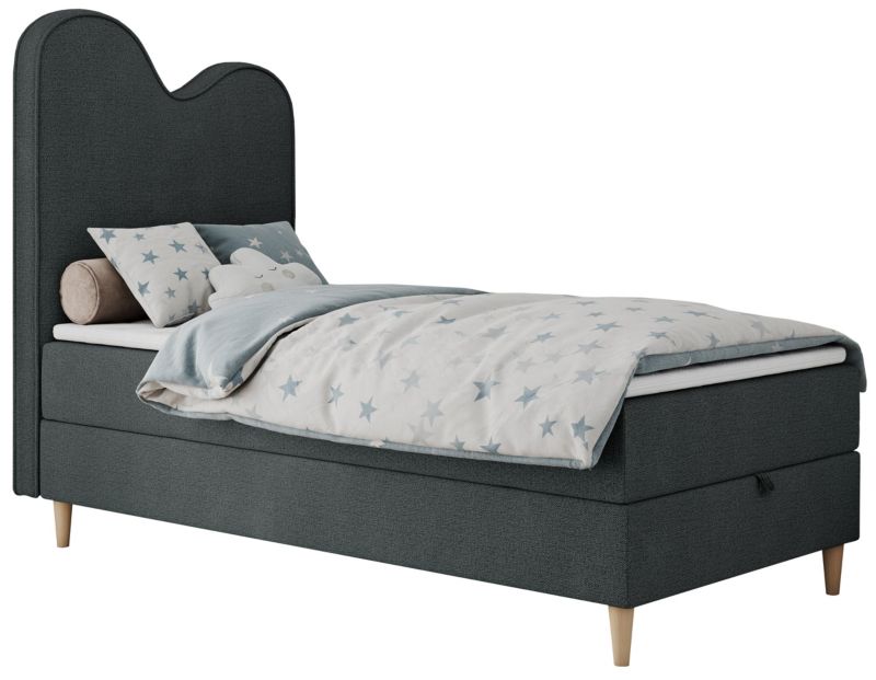 Łóżko młodzieżowe MKS Meble FLOW 90x180 H3 ciemnoszary struktura topper Visco 1szt.