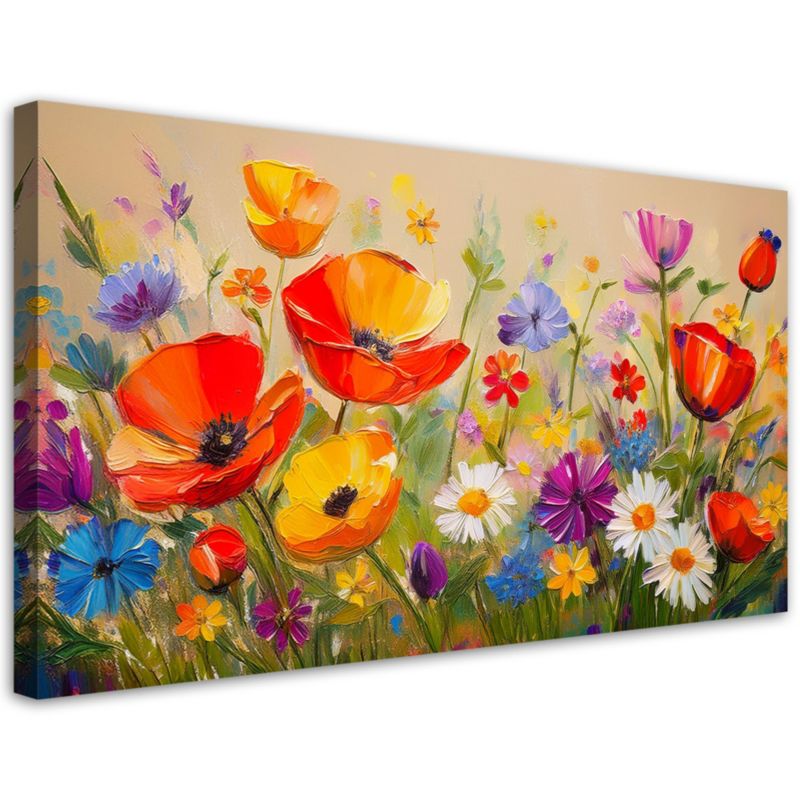 Obraz na płótnie Feeby 80x40cm Maki Kolorowe Kwiaty na Łące 1 szt.