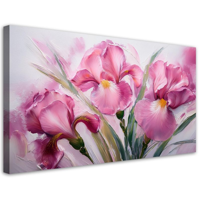 Obraz na płótnie Feeby 120x60cm Irysy Różowe Kwiaty Malowane 1 szt.