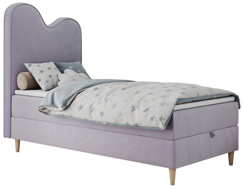 Łóżko młodzieżowe MKS Meble FLOW 90x180 H3 fioletowy welwet topper T25 1szt.