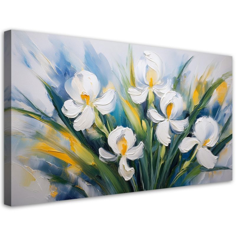 Obraz na płótnie Feeby 100x50cm Malowane Białe Irysy Kwiaty 1 szt.