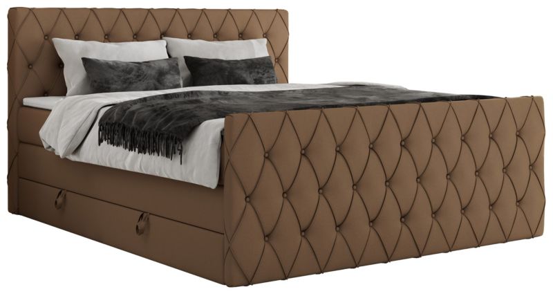 Łóżko kontynentalne MKS Meble MIREN KING DUO 200x200 H4 Brązowy ecoskóra 1szt.