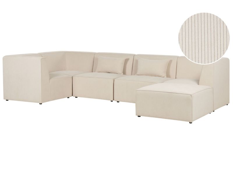 Sofa z ottomaną Lemvig Jasnobeżowy Prawostronny 1 kpl