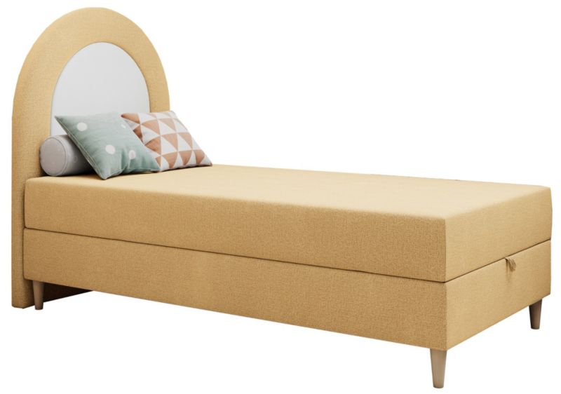 Łóżko młodzieżowe MKS Meble NEST 90x180 H3 żółty struktura topper T25 1szt.