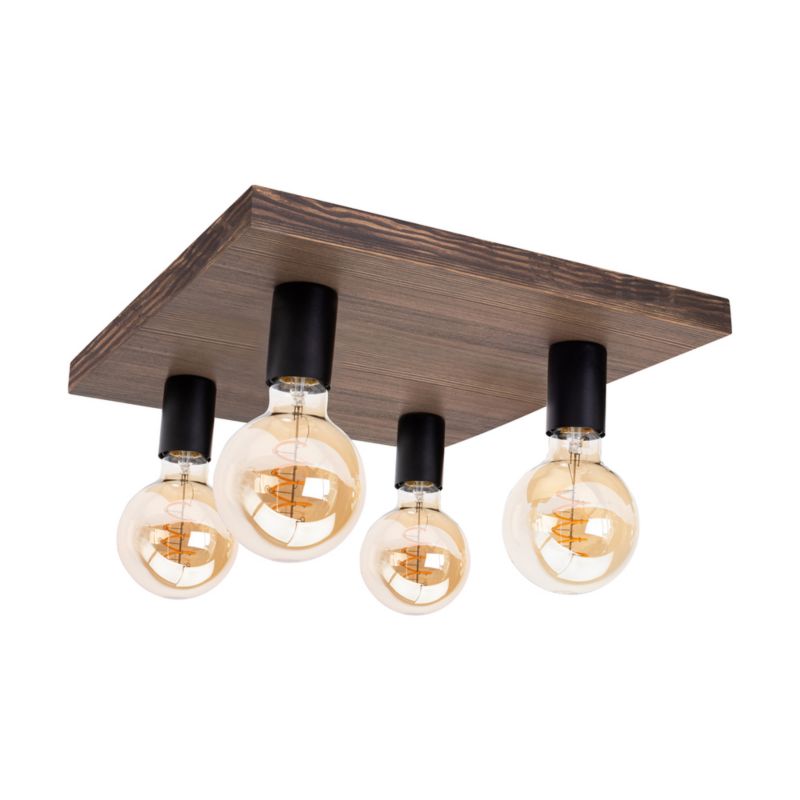 Drewniana Lampa Sufitowa SPOT Light 4xE27 Max.60W Sosna Bejcowana Orzechowa FSC, Polski Producent, 1 szt.