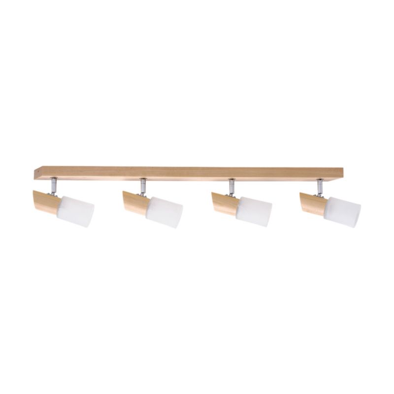 Drewniana Lampa Sufitowa SPOT Light 4xE14 Max.40W Naturalna Brzoza FSC z Białym Szkłem, Polski Producent, 1 szt.