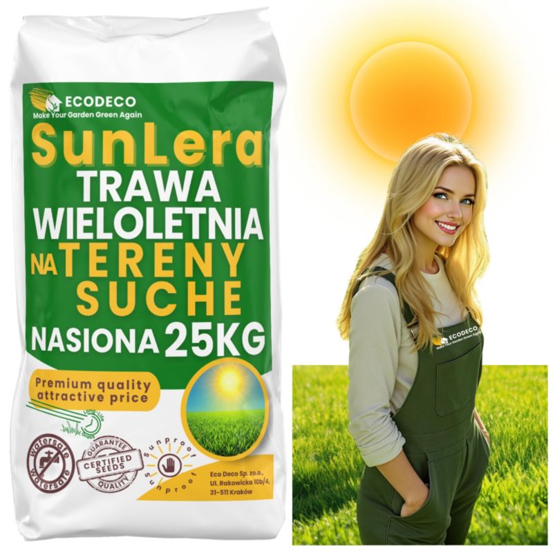 Trawa Nasiona Uniwersalna Eco Deco 25Kg Na Tereny Suche Trawnik 1000M2 Mieszanka 1 szt.