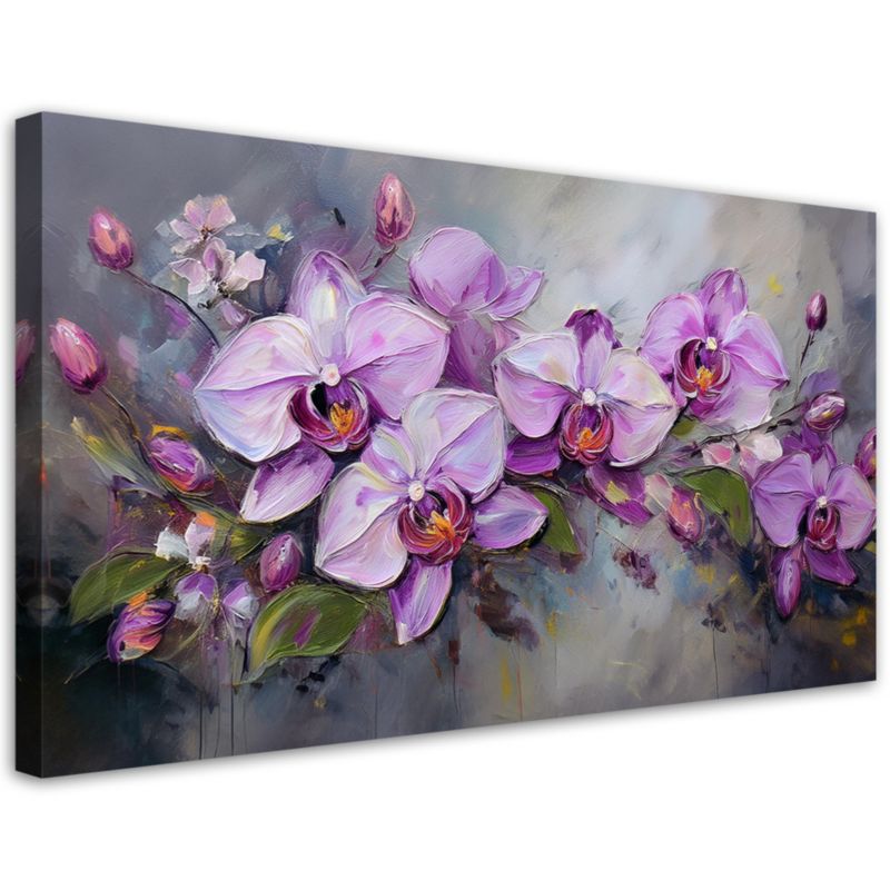 Obraz na płótnie Feeby 80x40cm Orchidea Fioletowa Kompozycja Kwiatów 1 szt.