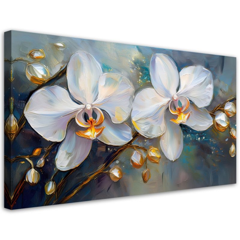 Obraz na płótnie Feeby 80x40cm Storczyki Białe Kwiaty 1 szt.