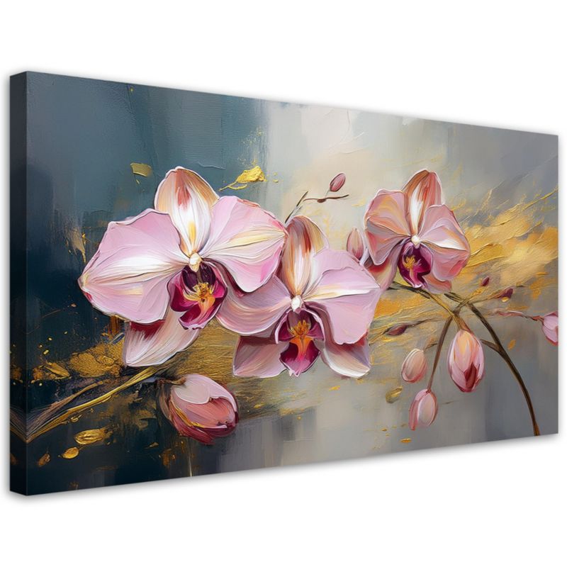 Obraz na płótnie Feeby 80x40cm Różowe Storczyki Kwiaty Glamour 1 szt.