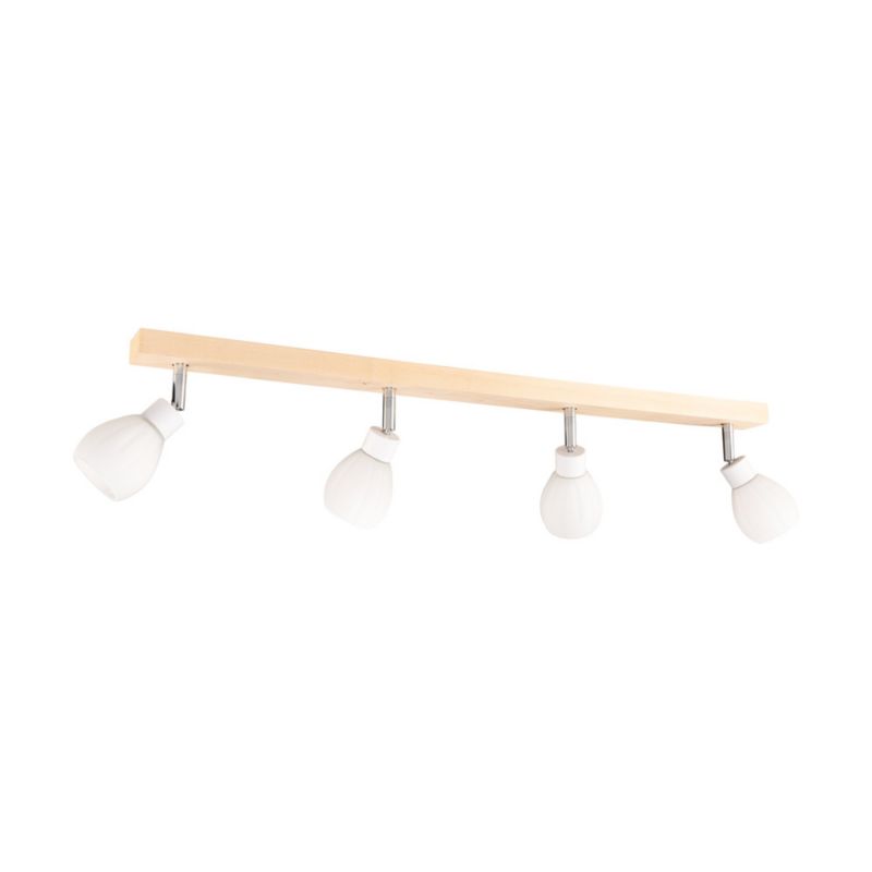 Drewniana Lampa Sufitowa SPOT Light 4xG9 LED 3W Naturalna Brzoza FSC z Akcentami Bieli, Polski Producent, 1 szt.